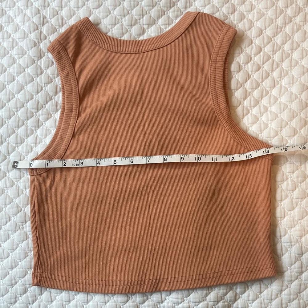 Roxy Ribbed Crop Tank Top - Terracotta - Picture 3 of 4